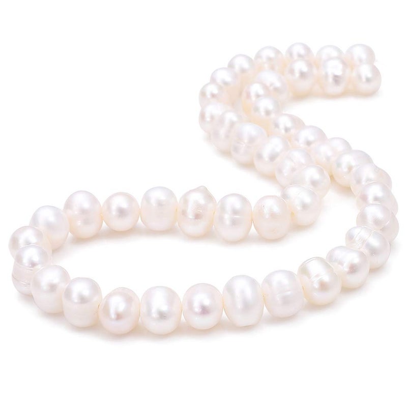 BEADIA Natural Pearl Beads Potato 10-11mm White Freshwater Cultured Loose Gemstone Beads for DIY Jewelry Making 13.8''/Strand - Image 1